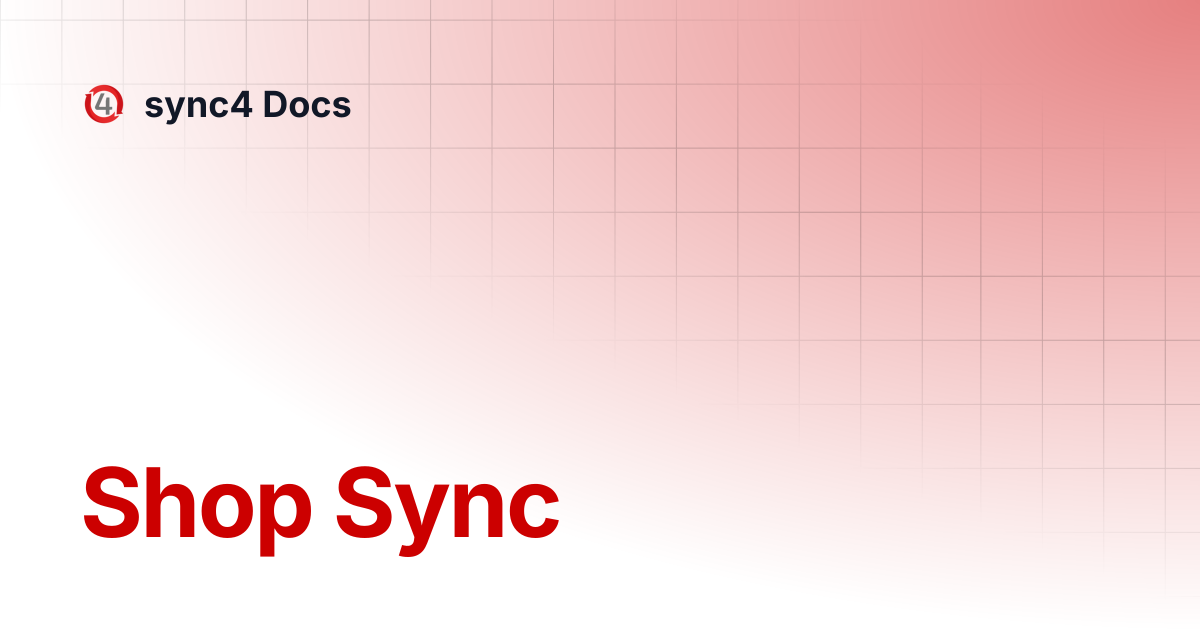 Shop Sync | sync4 Docs